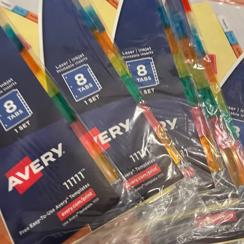 Big Tab Avery Insertable Dividers 15 Packages (Each set contains 8 tabs) Size 1
